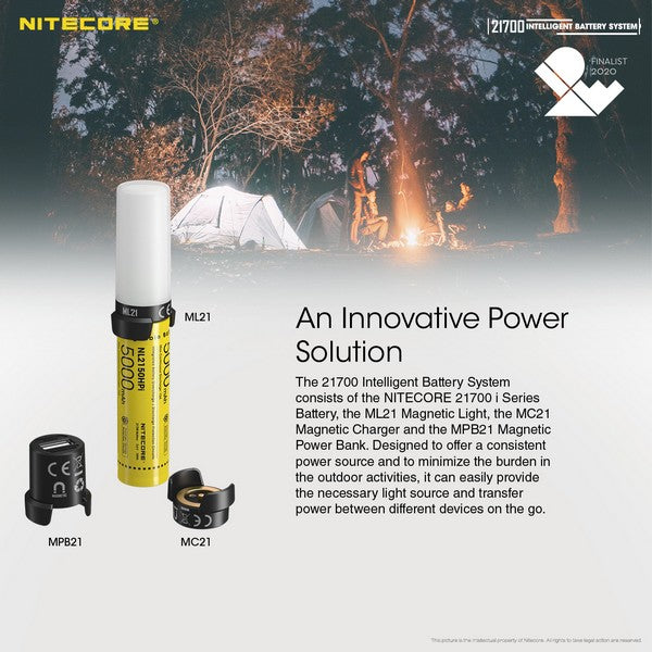 Système Intelligent Nitecore 21700SET – 5000mAh Power Bank + Lanterne - NYCTALOPE