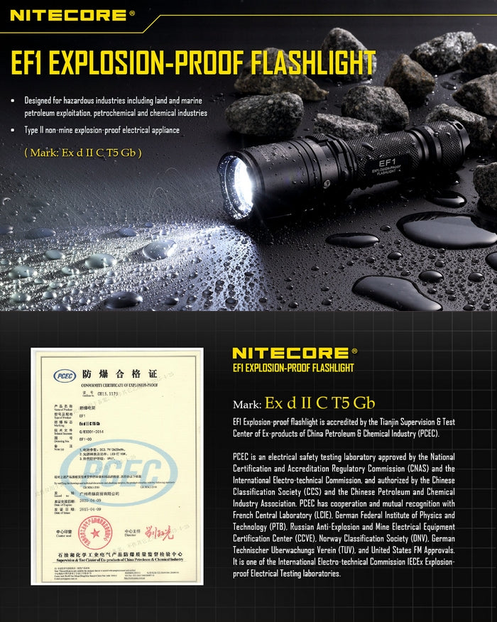 Lampe Torche Nitecore EF1 – 830 Lumens  NYCTALOPE  