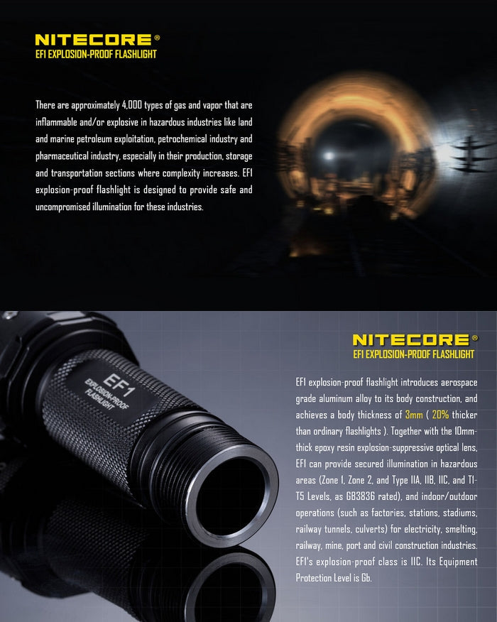 Lampe Torche Nitecore EF1 – 830 Lumens  NYCTALOPE  