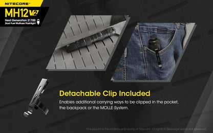 Lampe Torche Nitecore MH12 V2 – 1200 Lumens  NYCTALOPE  