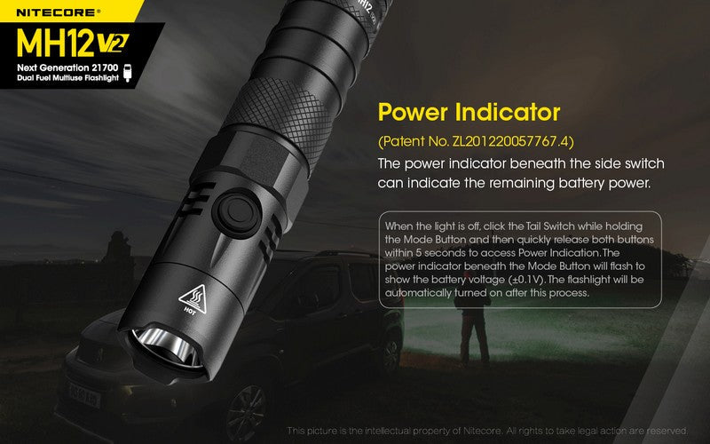 Lampe Torche Nitecore MH12 V2 – 1200 Lumens  NYCTALOPE  
