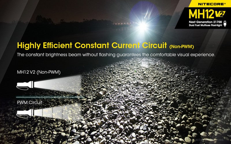 Lampe Torche Nitecore MH12 V2 – 1200 Lumens  NYCTALOPE  
