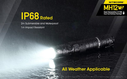 Lampe Torche Nitecore MH12 V2 – 1200 Lumens  NYCTALOPE  