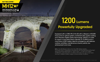 Lampe Torche Nitecore MH12 V2 – 1200 Lumens  NYCTALOPE  