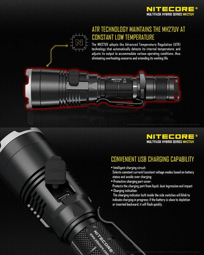Lampe Torche Nitecore MH27UV – 1000 Lumens  NYCTALOPE  