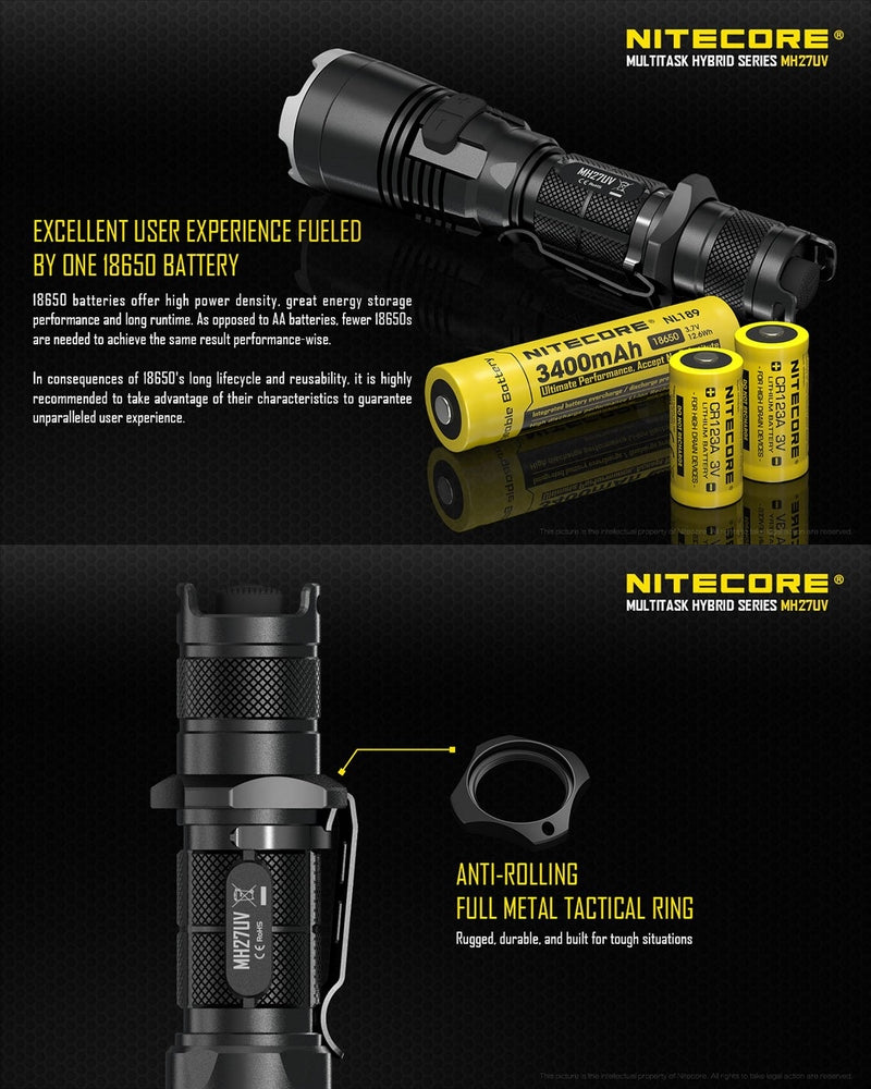 Lampe Torche Nitecore MH27UV – 1000 Lumens  NYCTALOPE  