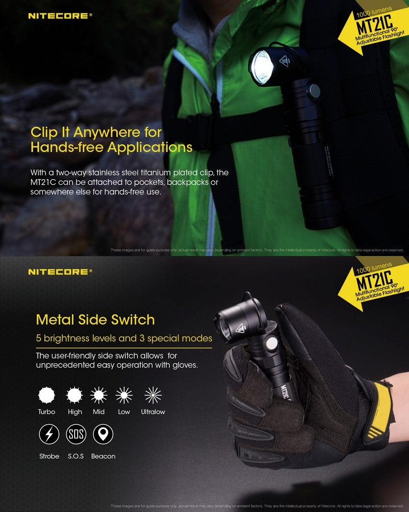 Lampe Torche Nitecore MT21C – 1000 Lumens - NYCTALOPE