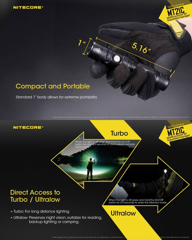 Lampe Torche Nitecore MT21C – 1000 Lumens - NYCTALOPE