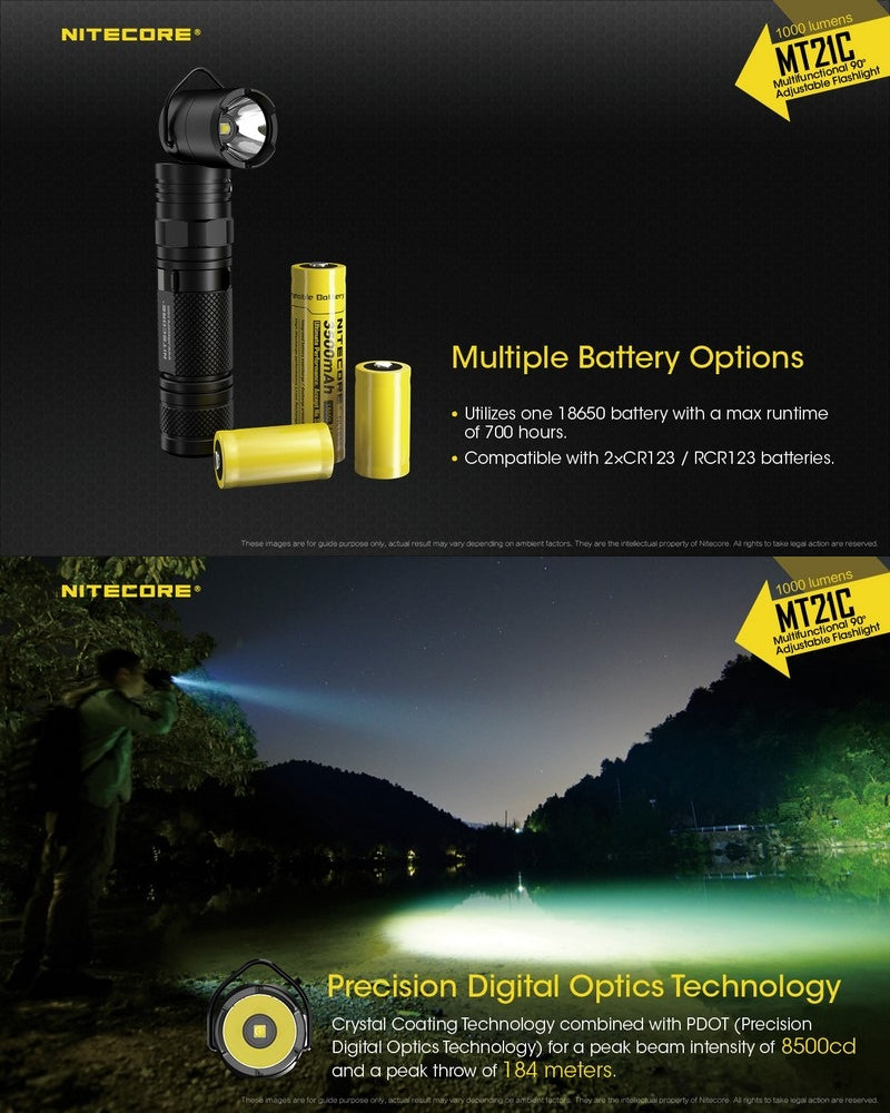Lampe Torche Nitecore MT21C – 1000 Lumens - NYCTALOPE