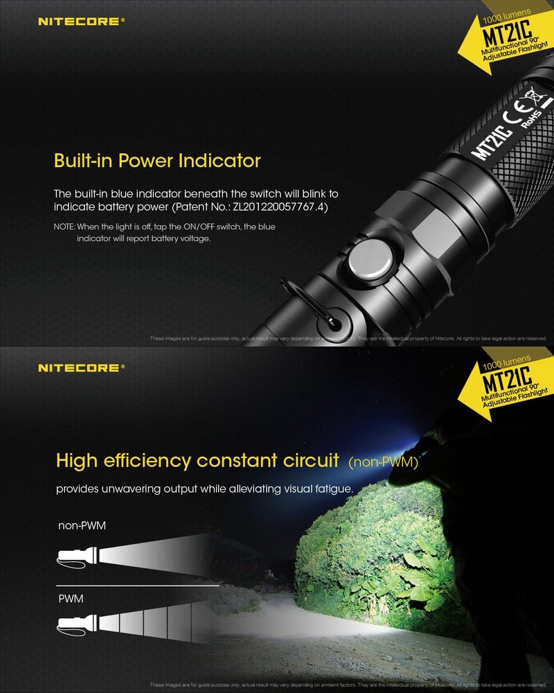 Lampe Torche Nitecore MT21C – 1000 Lumens - NYCTALOPE