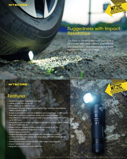 Lampe Torche Nitecore MT21C – 1000 Lumens - NYCTALOPE