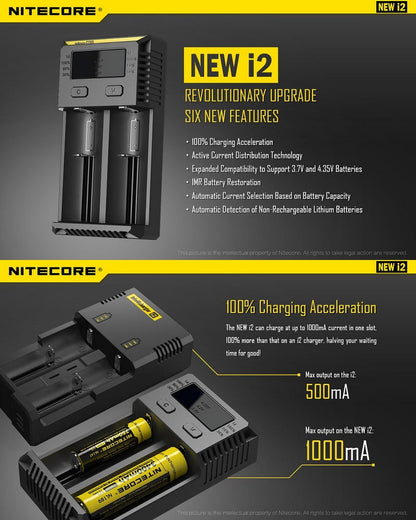 Chargeur Intellicharger Nitecore NEW I2  NYCTALOPE  