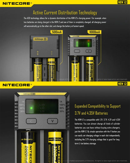 Chargeur Intellicharger Nitecore NEW I2  NYCTALOPE  