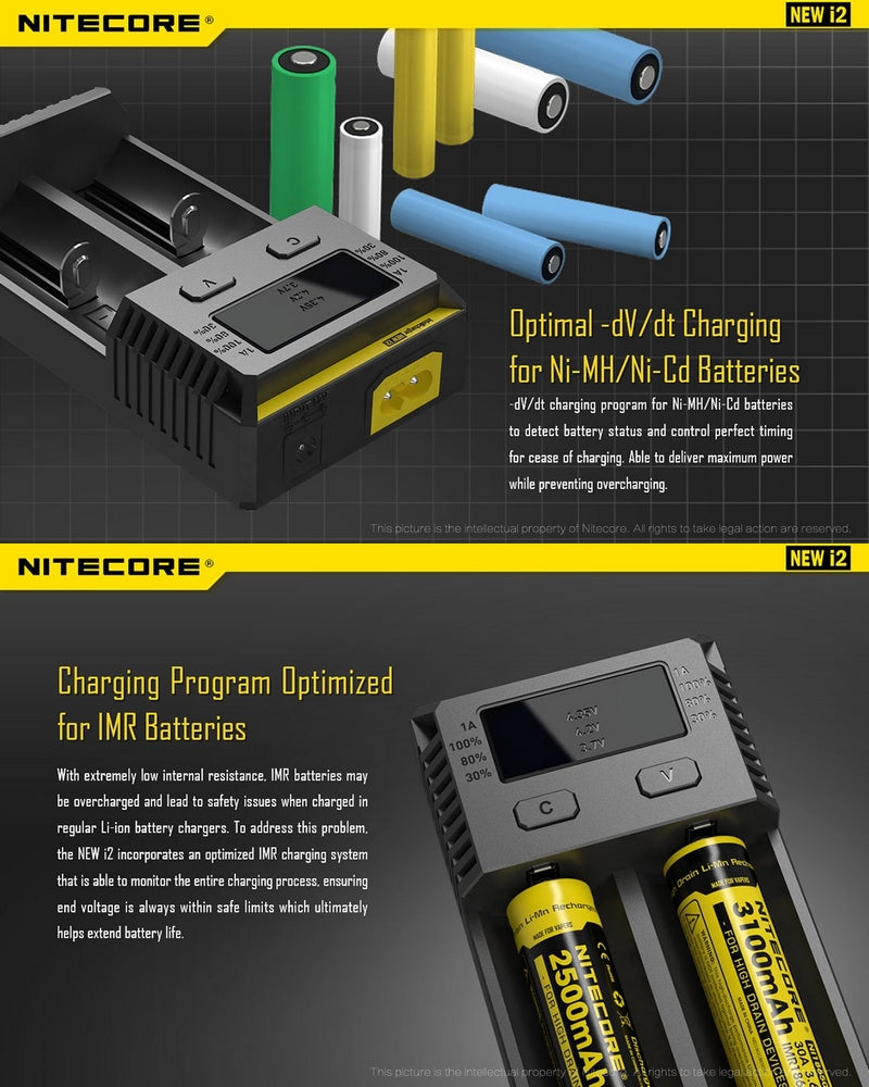 Chargeur Intellicharger Nitecore NEW I2  NYCTALOPE  