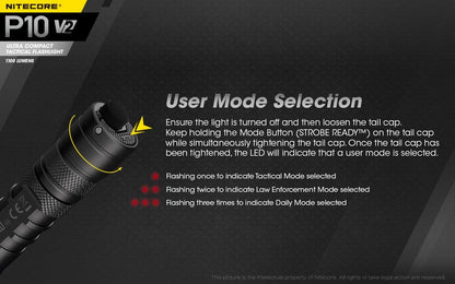 Lampe Torche Nitecore P10V2 - 1100Lumens  NYCTALOPE  