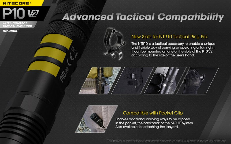 Lampe Torche Nitecore P10V2 - 1100Lumens NYCTALOPE