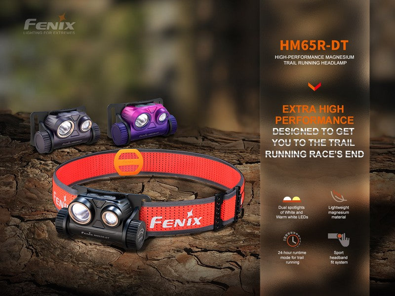 Lampe Frontale rechargeable Fenix HM65R-DT Classic, Violet ou Nebula – 1300 Lumens