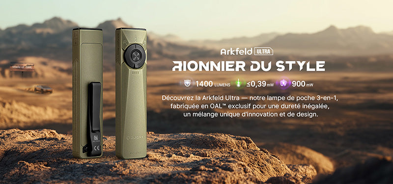 Olight Arkfeld Ultra - 1400 Lumens laser vert et lumière UV - NYCTALOPE