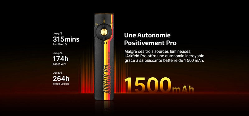 Lampe Torche Olight Arkfeld Pro - 1300 Lumens laser vert et lumière UV  NYCTALOPE  