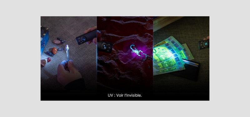 Lampe Torche Olight Arkfeld Pro - 1300 Lumens laser vert et lumière UV  NYCTALOPE  