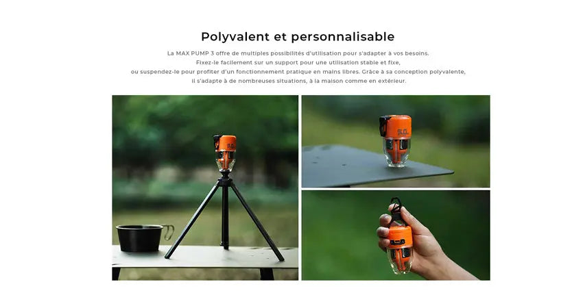 Olight FLEXTAIL MAX PUMP 3 - mini pompe à air portable 3-en-1 avec lanterne 300 lm rechargeable USB-C