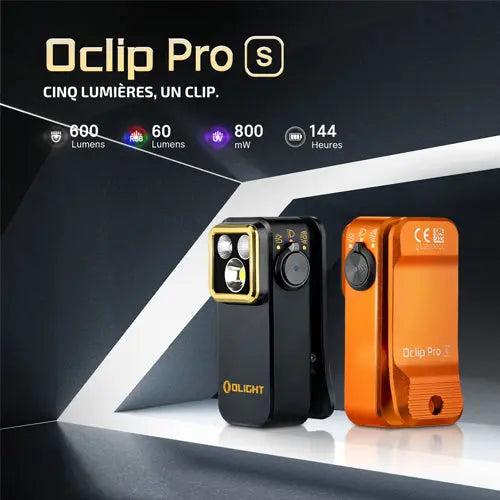 Olight Oclip Pro S – Lampe clip tactique 600 lumens rechargeable avec éclairage RVB et UV  NYCTALOPE  