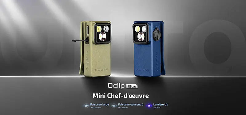Olight Oclip Ultra - 530 Lumens - Mini lampe à clip avec faisceau large, concentré et UV  NYCTALOPE  