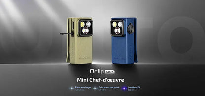 Olight Oclip Ultra - 530 Lumens - Mini lampe à clip avec faisceau large, concentré et UV  NYCTALOPE  