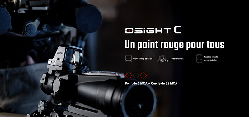 Olight Osight C - Optique à point rouge grande fenêtre - Point 3 MOA + Cercle 32 MOA - Batterie Chargement Latéral  NYCTALOPE  