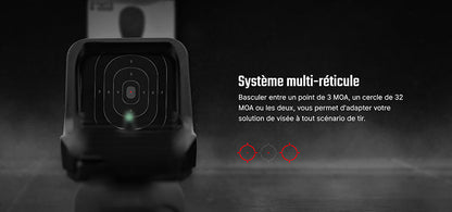 Olight Osight C - Optique à point rouge grande fenêtre - Point 3 MOA + Cercle 32 MOA - Batterie Chargement Latéral  NYCTALOPE  