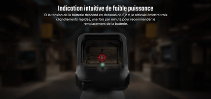 Olight Osight C - Optique à point rouge grande fenêtre - Point 3 MOA + Cercle 32 MOA - Batterie Chargement Latéral  NYCTALOPE  