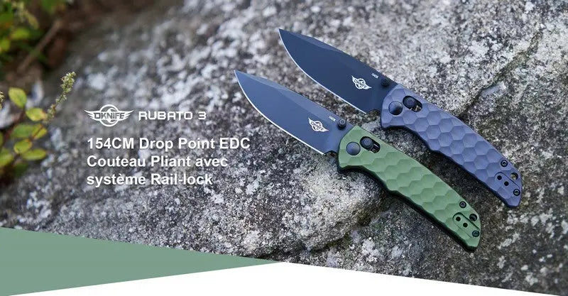 Olight Rubato 3 - Couteau de camping avec rail-lock - Oknife  NYCTALOPE  