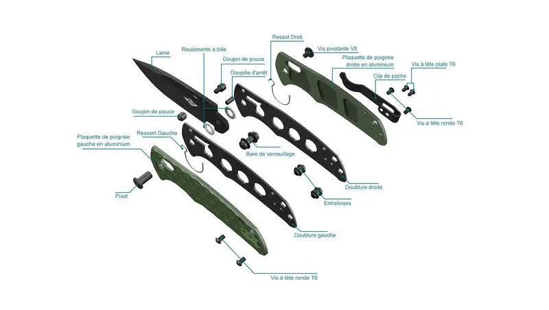 Olight Rubato 3 - Couteau de camping avec rail-lock - Oknife  NYCTALOPE  