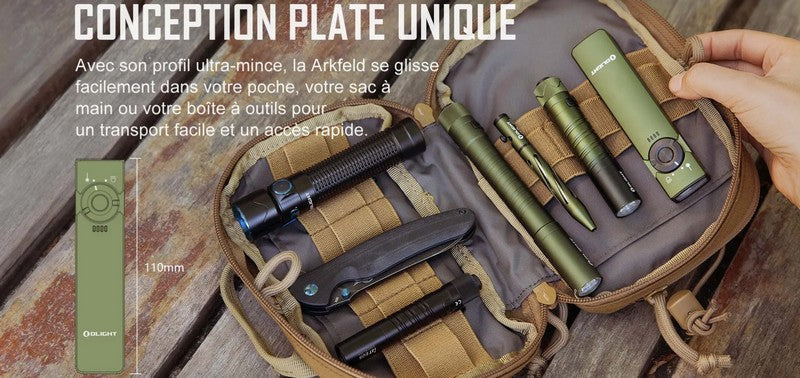 Lampe Torche Olight Arkfeld - 1000 Lumens avec pointer laser vert  NYCTALOPE  