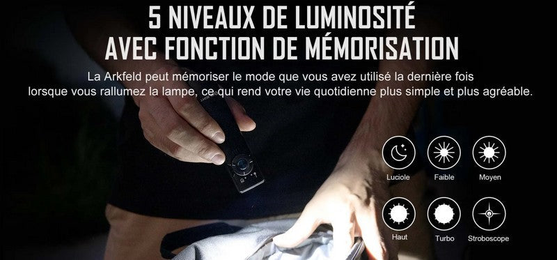 Lampe Torche Olight Arkfeld - 1000 Lumens avec pointer laser vert  NYCTALOPE  