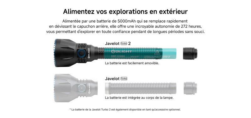 Lampe Torche Olight Javelot Turbo 2 KIT - 1800 Lumens rechargeable 1500 mètres - Lampe torche longue portée  Camouflage Digital  NYCTALOPE  