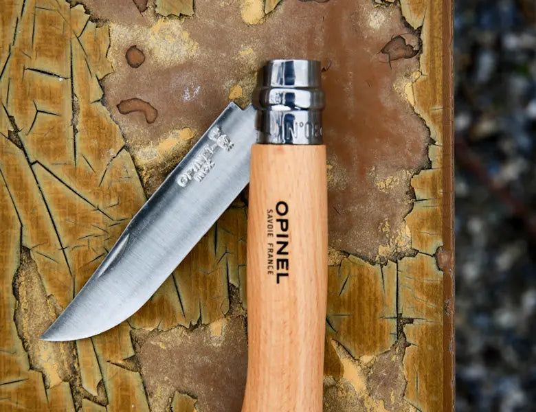 Opinel N°08 Tradition Inox – Couteau de poche pliant - Manche Hêtre - Lame 8.5 cm  NYCTALOPE  