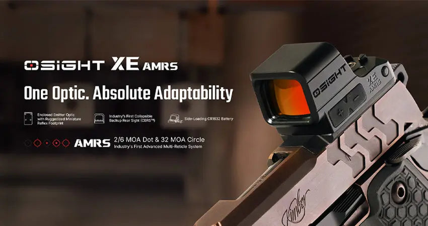 Osight XE AMRS Optique Point Rouge Fermé avec Empreinte RMR, Pile Latérale CR1632 & Multi-Réticules 2/6 MOA + Cercle 32 MOA