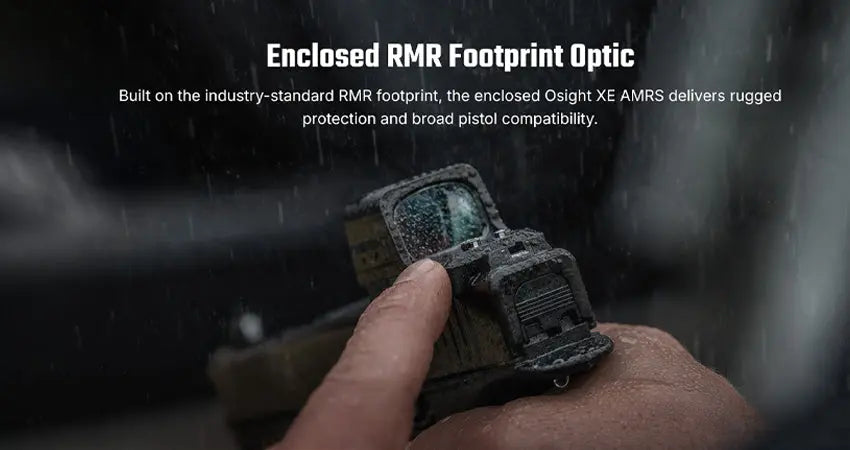 Osight XE AMRS Optique Point Rouge Fermé avec Empreinte RMR, Pile Latérale CR1632 & Multi-Réticules 2/6 MOA + Cercle 32 MOA