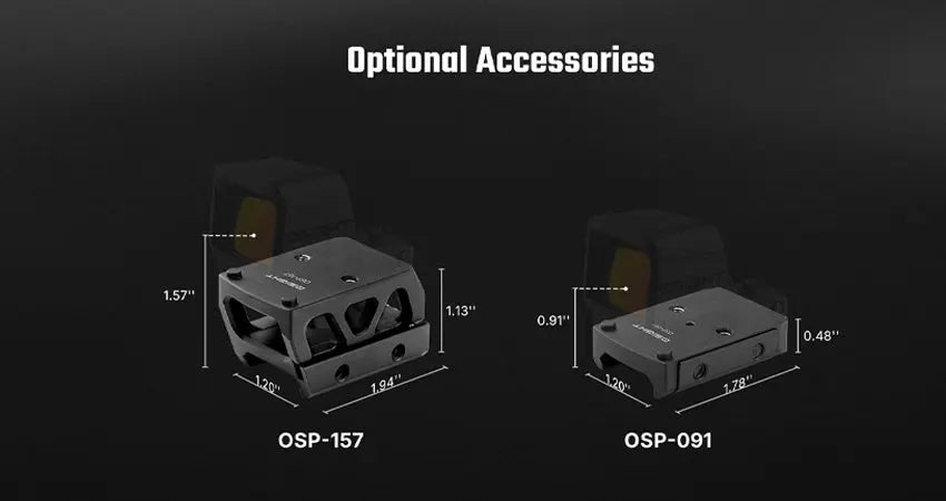 Osight XE AMRS Optique Point Rouge Fermé avec Empreinte RMR, Pile Latérale CR1632 & Multi-Réticules 2/6 MOA + Cercle 32 MOA