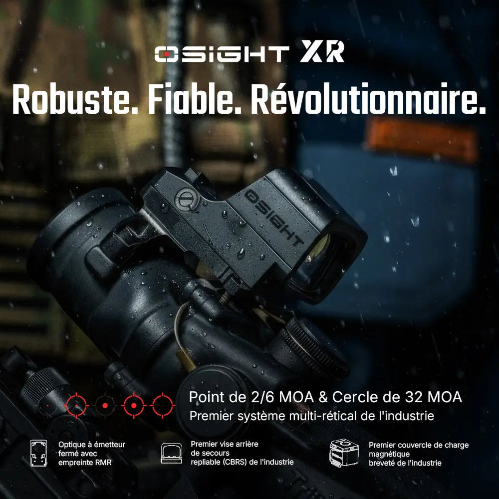Osight XR - Optique Point Rouge avec Empreinte RMR - Multi-Réticules Point de 2/6 MOA & Cercle de 32 MOA  NYCTALOPE  