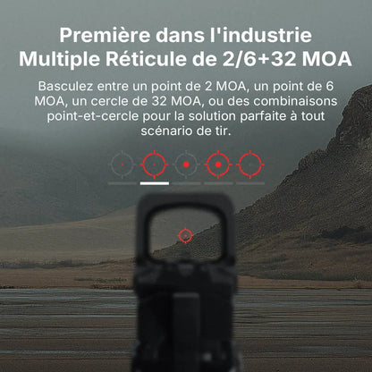 Osight XR - Optique Point Rouge avec Empreinte RMR - Multi-Réticules Point de 2/6 MOA & Cercle de 32 MOA  NYCTALOPE  