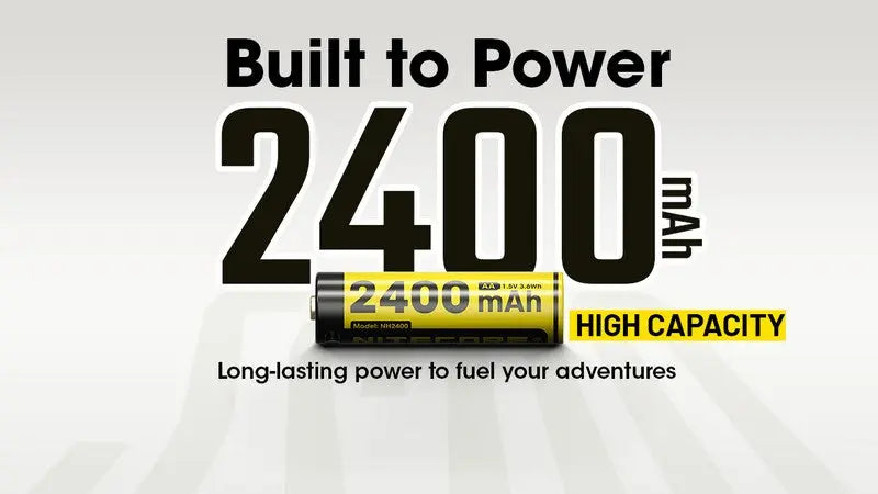 Pack de 4 batteries AA Nitecore NH2400 - 2400mAh 1.5V rechargeable en USB-C - NYCTALOPE