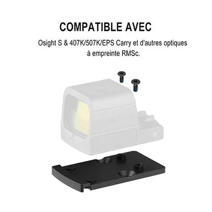 Plaque Adaptatrice Olight Osight RMR vers RMSc - Acier Inoxydable SUS420 - Revêtement PVD - NYCTALOPE