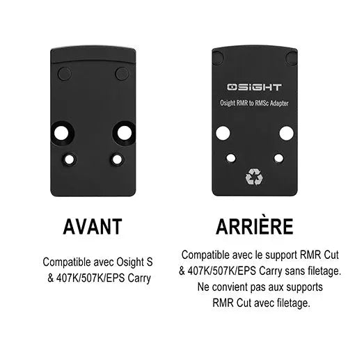 Plaque Adaptatrice Olight Osight RMR vers RMSc - Acier Inoxydable SUS420 - Revêtement PVD - NYCTALOPE