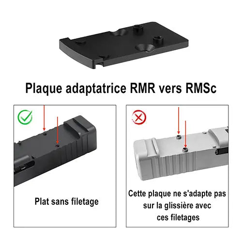 Plaque Adaptatrice Olight Osight RMR vers RMSc - Acier Inoxydable SUS420 - Revêtement PVD - NYCTALOPE