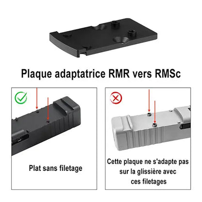 Plaque Adaptatrice Olight Osight RMR vers RMSc - Acier Inoxydable SUS420 - Revêtement PVD - NYCTALOPE
