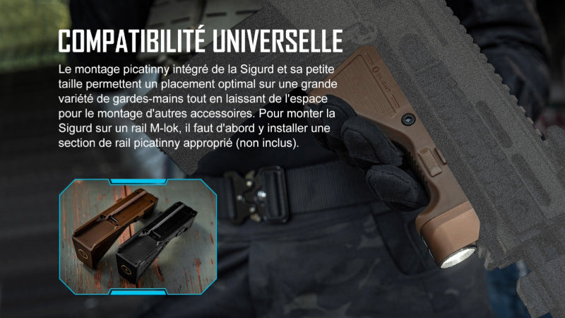 Poignée Angulaire Tactique avec Lampe Olight Sigurd – 1450 Lumens  NYCTALOPE  