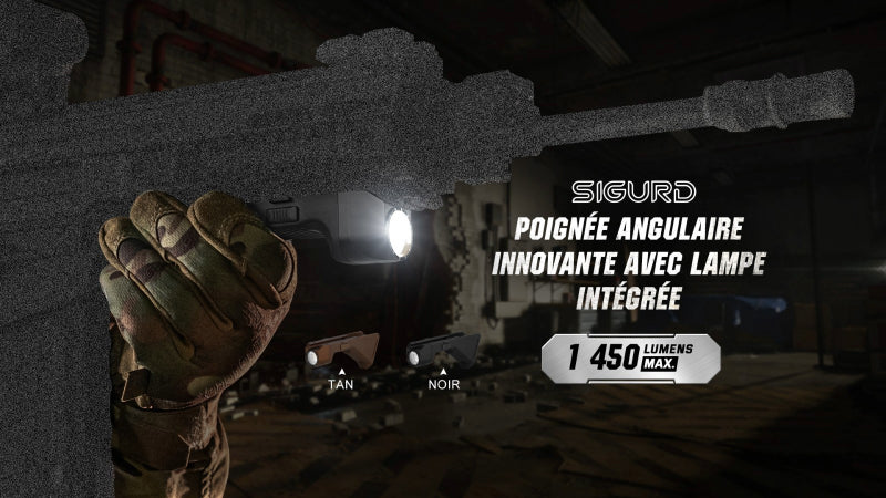 Poignée Angulaire Tactique avec Lampe Olight Sigurd – 1450 Lumens  NYCTALOPE  