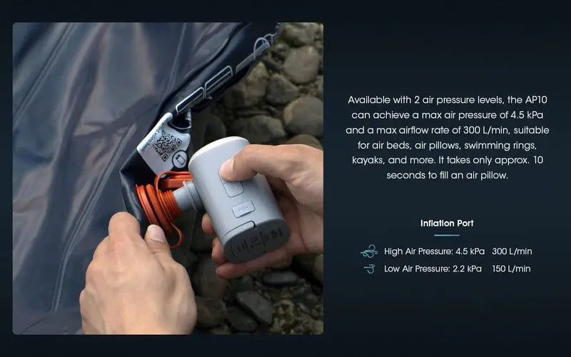 Pompe à air AP10 – 300 L/m – 4,5 kPa + Lanterne 300 Lumens – Rechargeable  NYCTALOPE  
